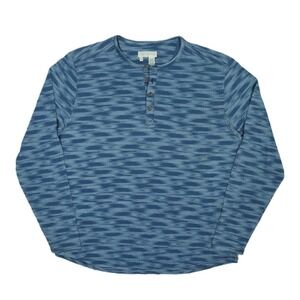 Territory Ahead‎ Men's Blue Ikat Cotton Henley Long Sleeve Shirt XL